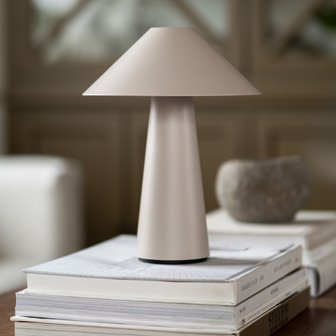 Beżowa lampa stołowa grzybek przenośna Cannes IP44